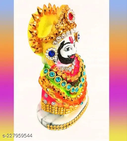 Krishna idol figurine, resin material, unbreakable Radium Khaatu Shyam Baba Vastu decorative showpiece (5cmL x 10cmH x 6cmB) for home, office, or factories decor