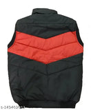 This is a black and red puffed wind-proof bomber jacket for kids, featuring pockets