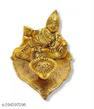 Metal Divya Shakti Kuber Deepam Oil lamp - Indian decorative showpiece for Lakshmi Kubera Pooja, 7cm x 4cm x 6.5cm in size, brings prosperity and financial growth