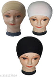 Three hijab caps, 100% cotton, available in plain and tube designs, suitable for hijabs and as part of headwear sets