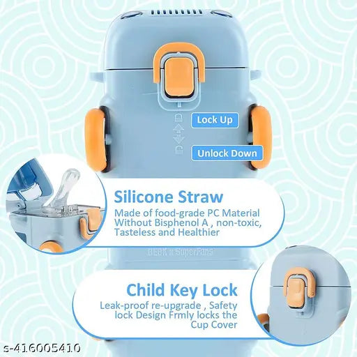 Blue Bus Shape Water Bottle, BPA-free ABS & Tritan, Leak-proof, School & Home use, Unique Design, Kids Toy Appearance, 500ml Capacity