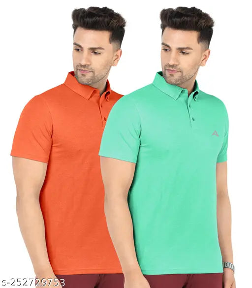 Orange and lt.green polycotton short sleeves cotton t-shirt, pair with jeans for casual party look, luxury quality, honest prices