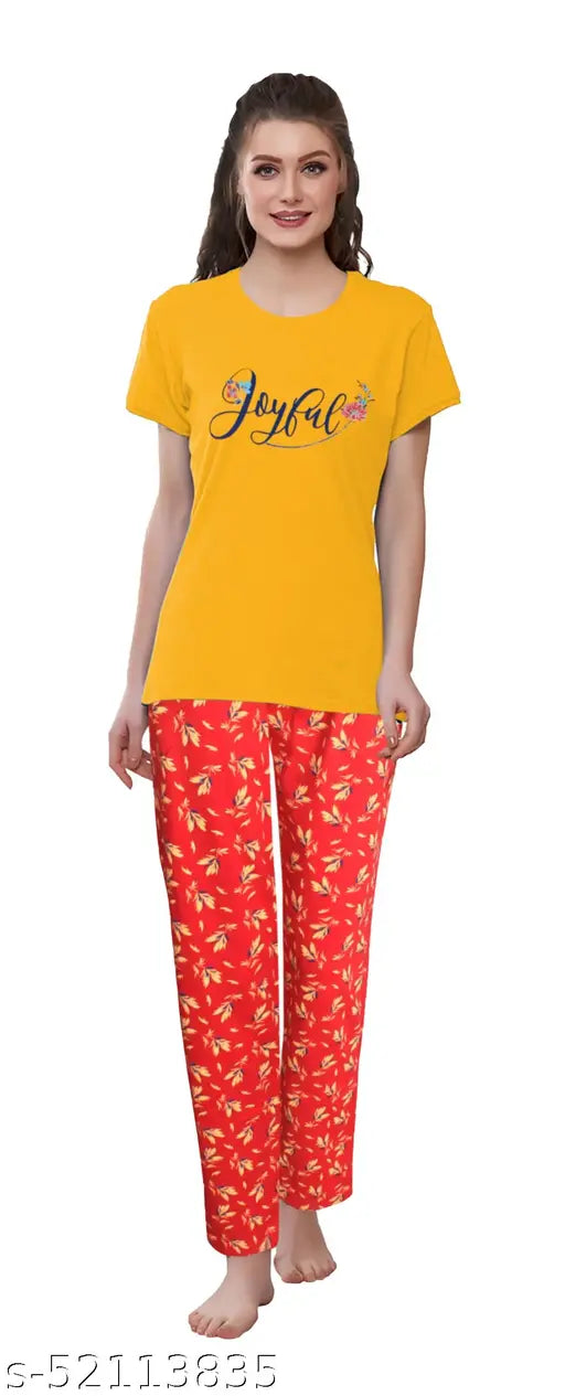 XL printed cotton pajamas set for women, all-day comfort and modern design, eco-friendly digital prints