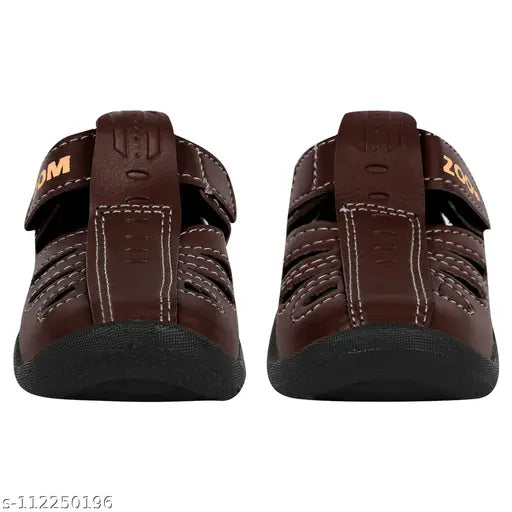 Black strappy sandals with velcro closure for kids