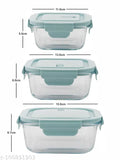 Transparent glass food storage container set, airtight lid, 3 pieces, 700 ml, 450 ml, 250 ml