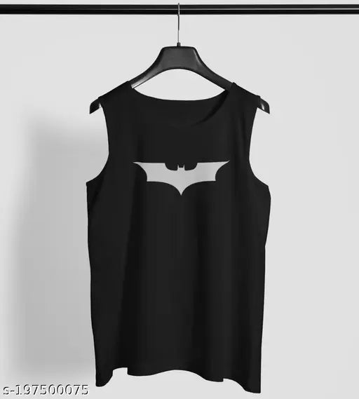Batman cotton sleeveless workout tank top, printed design for fitness, men's size L (Chest 42in, Length 28in), made in India