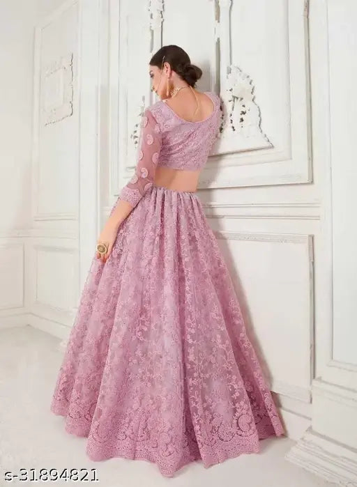 Embroidered net Alisha Sensational women's lehenga set, semi-stitched (42m/48m/2.25m), India origin