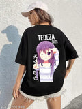 Black oversized t shirt women's casual fashion