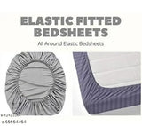 Glace cotton, superfine fitted double bed sheet. Solid pattern, includes 2 pillow covers. Ideal for AC rooms and adults