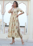Premium rayon flared Aline kurta, printed combo for women & girls, three-quarter sleeves, India