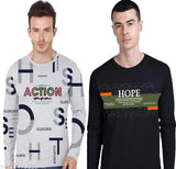 Cotton men's full sleeve printed t-shirt combo, vibrant design for casual wear (S-XL)