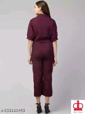 Sleeveless crepe jumpsuit set with shrug for women and girls, solid pattern, India-made fashion