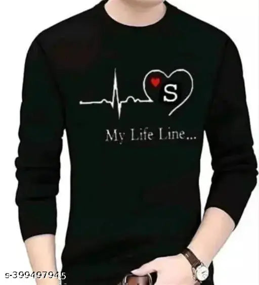 Classic sensational men's polyester long sleeves t-shirt, printed design in multiple sizes (M, L, XL, XXL), made in India