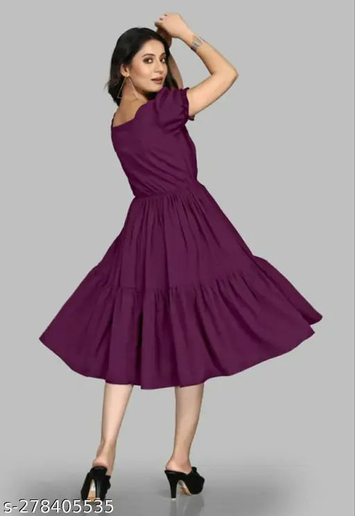 Rayon flared kurta for women, single-colored, three-quarter sleeves - ideal for festivals, Diwali, or everyday wear. Hand wash only
