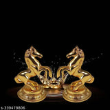 Gold-plated jumping horse statue figurine tableware, pack 2 - decorative showpiece (11 cm)