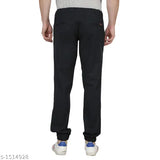 Solid navy blue cotton joggers for men, high-quality Indian-made athletic wear in size N: 28, 30, 32, 34, or 36