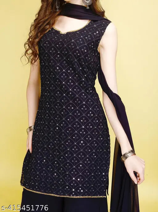 Trending Latest New Black & Gold Embroidered Saris
