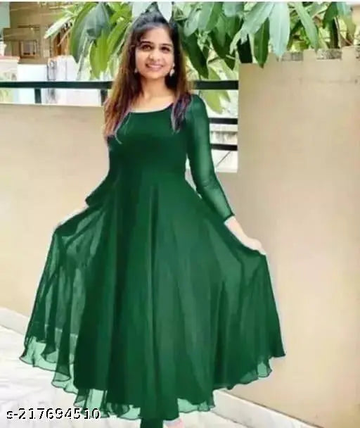 Green silk long kurta
