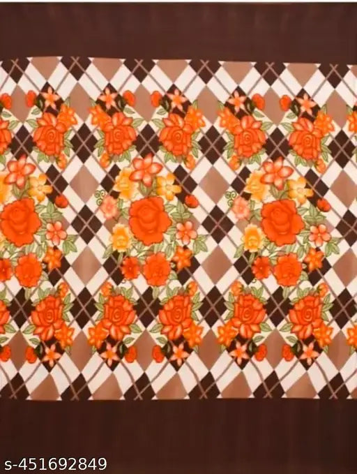 Elegant floral fleece blanket, soft and alluring, free size (86x56in), Indian-made