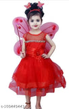 Red and gold Pari themed children's party dress with butterfly wings