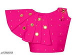 Girls party wear cotton blend lehenga & crop top with mirror work, taffeta silk, sleeveless, embellished design, India