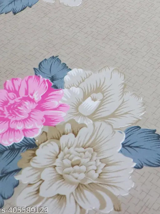 Double floral fitted microfiber bedsheet, elastic corners, 144TC, 2 pillow covers - summer bedroom decor