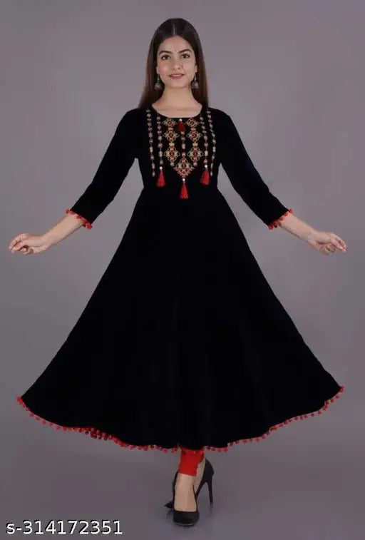 Rayon Aishani alluring kurti with three-quarter sleeves, solid color and various sizes available