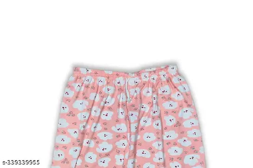 Pink Daskart pajama pants with a graphic design, packed in a set of four