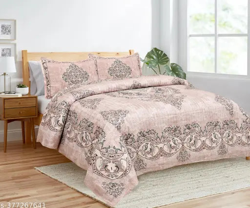 High-quality cotton, self-designed Sargam theme double bed sheets (108x108) with 2 pillow covers - ideal for adults, made in India
