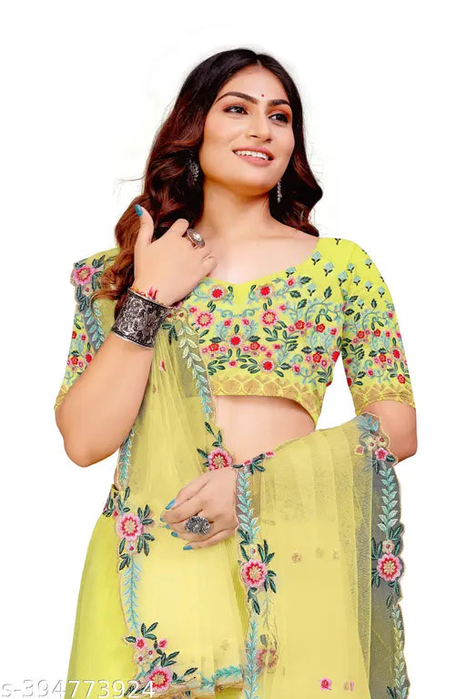 Embroidered Georgette heavy lehenga choli and net dupatta, Indian designer set for special occasions