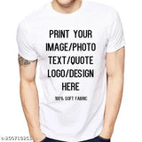 Personalized men's cotton blend t-shirt with printed design, short sleeves, premium quality