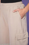 Tan cargo shorts with pockets and a drawstring waist