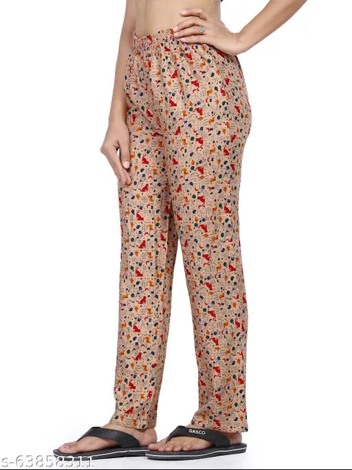 Women's colorful pajamas with patterned pants and a cropped top