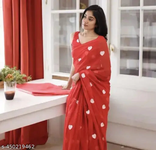 Premium red Banarasi silk saree, intricate paisley design