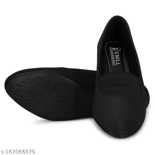 Synthetic mesh black ballet flats, versatile design for women's casual and party wear