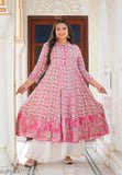 Women's floral long-sleeve kameez, mandarin pink color