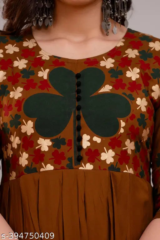 Rayon printed combo Adrika refined kurti with three-quarter sleeves, Indian women's fashion for events and daily wear