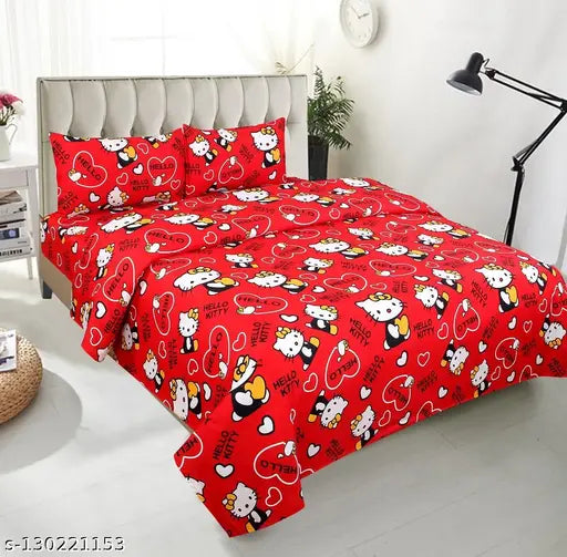 3D printed glitter cotton king size kids bedsheets combo pack of 2 with 4 pillow covers