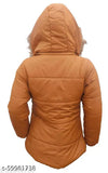 Mustard polyester jacket with hood, girls' style