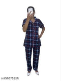 Cotton nightshirt and pyjama set, printed design for ladies, Indian-made women's nightwear