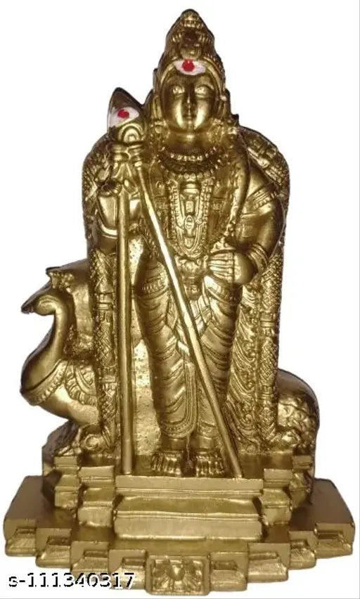 Muruga idol, gold color, 12 cm height