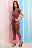 Printed rayon jumpsuit for women and girls, short sleeves with vibrant pattern, available in sizes S, M, L