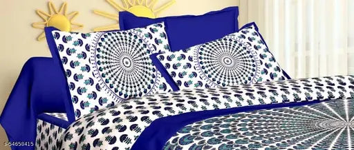 Cotton Jaipuri flat sheets, 104 thread count, ideal for adults, multipack of 1, origin India