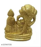 Gold-plated metal statue of Laxmi, goddess of wealth and prosperity; Lord Vishnu depicted as a snake coiled around a pot of amrita, for pooja purposes