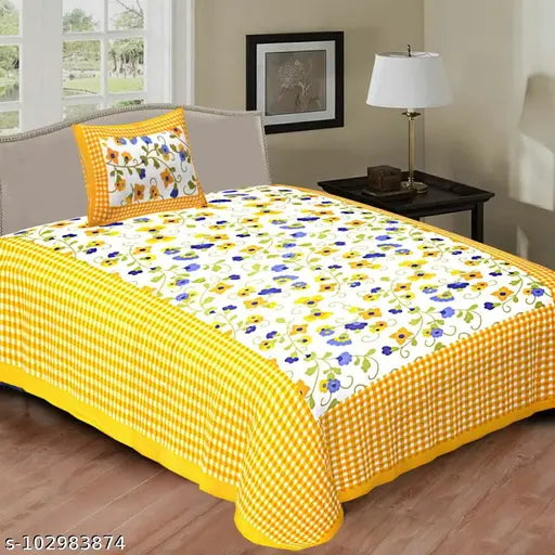 3 Cotton Fabric Trendy Single Bed Bedsheet 3 Bedsheet Pack with 3 Pillow cover