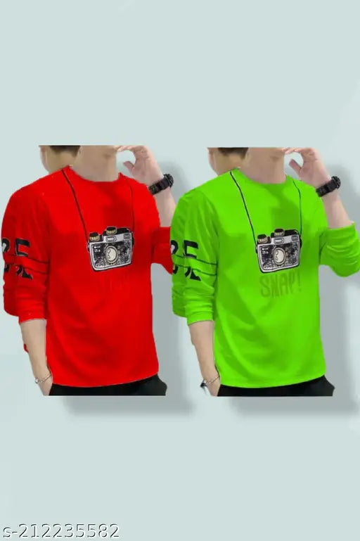 Cotton blend printed net STANDLY RN camera color combo 211 FB t-shirt and matching vest, Indian bestseller for men