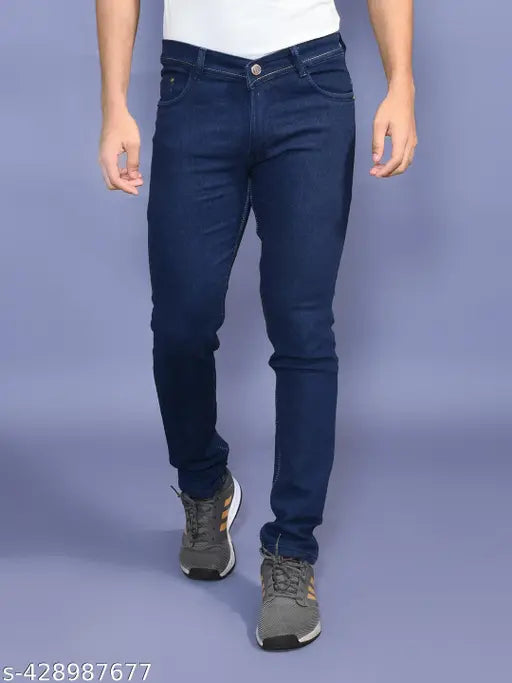 Stylish denim men's jeans - Solid-colored cotton Mid rise jean with regular fit, available in sizes 28 to 42 (Waist 28-42, Length & Hip corresponding), origin from India
