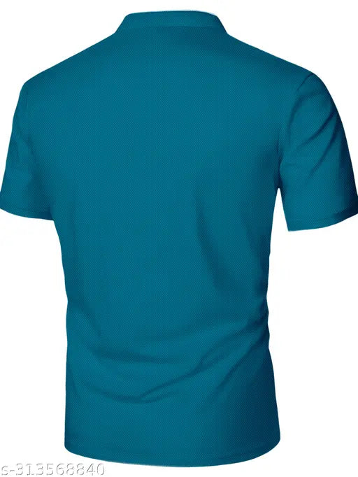 Men's polycotton short-sleeve casual wear t-shirt with printed design, featuring Chinese motifs. India origin. [M: 38in x 27in], [L: 40in x 28in], [XL: 42in x 29in], [XXL: 44in x 30in]
