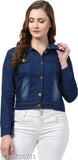Darkwash Denim jacket for girls, solid dark wash denim style with long sleeves
