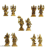 Brass Vishnu Dashavatar Idols - Detailed depictions of ten incarnations of Lord Vishnu, measuring 30cm x 60cm x 25cm. Beautiful cast metal deities from India